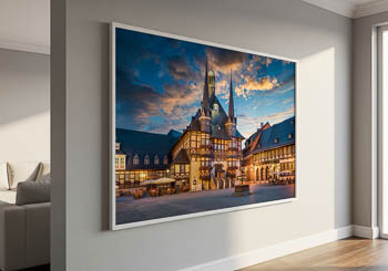 Wandbild | Rathaus von Wernigerode bei Nacht