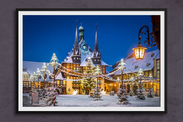 Fine Art Print | Town Hall of Wernigerode during winter