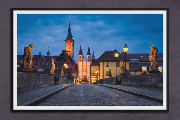 Poster / Kunstdruck | Altstadt von Würzburg bei Nacht