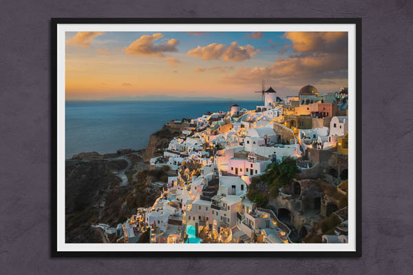 Poster / Kunstdruck | Sonnenuntergang auf Santorin in Griechenland