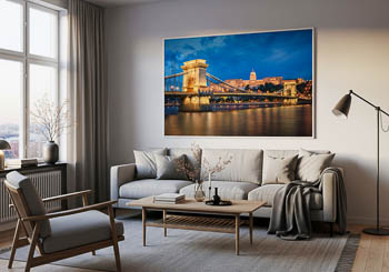 Wandbild | Budaer Burg und Kettenbrücke in Budapest