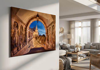 Wandbild | Fischerbastei in Budapest bei Nacht