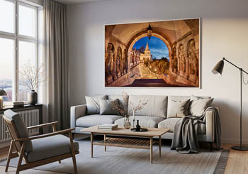 Wandbild | Fischerbastei in Budapest bei Nacht