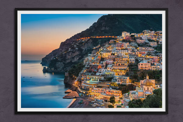 Fine Art Print | Sunset in Positano at the Amalfi Coast