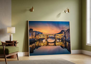 Wandbild | Sonnenaufgang am Ponte Vecchio in Florenz