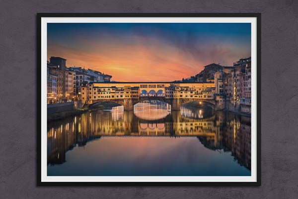 Poster / Kunstdruck | Sonnenaufgang am Ponte Vecchio in Florenz