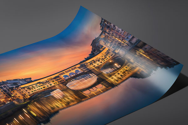 Kunstdruck / Poster | Sonnenaufgang am Ponte Vecchio in Florenz