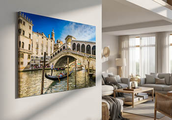 Wandbild | Gondel an der Rialto-Brücke in Venedig