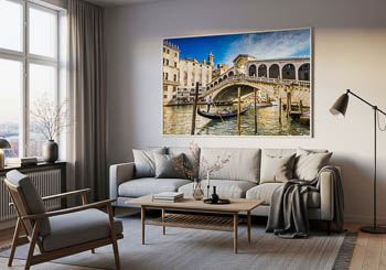 Wandbild | Gondel an der Rialto-Brücke in Venedig