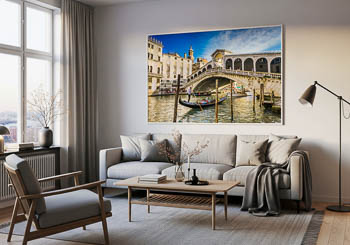 Wandbild | Gondel an der Rialto-Brücke in Venedig