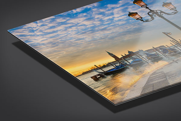 Acrylglas | Gondeln beim Sonnenaufgang in Venedig