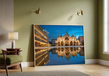 Wandbild | Markusplatz in Venedig bei Nacht