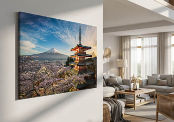 Wall Art | Mount Fuji with cherry blossoms in Japan