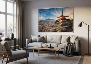 Wall Art | Mount Fuji with cherry blossoms in Japan