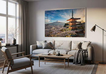 Wall Art | Mount Fuji with cherry blossoms in Japan