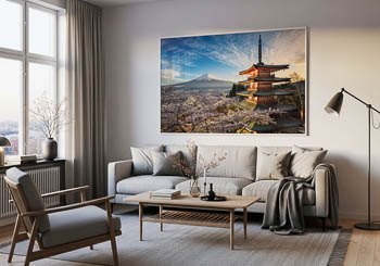 Wall Art | Mount Fuji with cherry blossoms in Japan