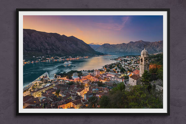 Fine Art Print | Sunset in the Bay of Kotor, Montenegro