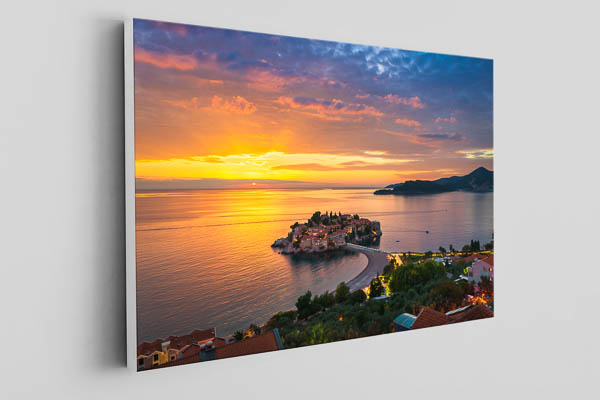 Leinwand | Sveti Stefan Insel in Montenegro bei Sonnenuntergang