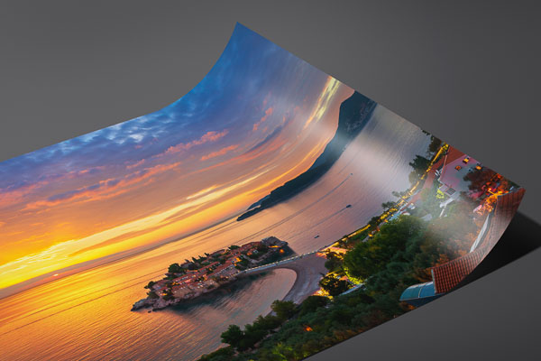 Kunstdruck / Poster | Sveti Stefan Insel in Montenegro bei Sonnenuntergang