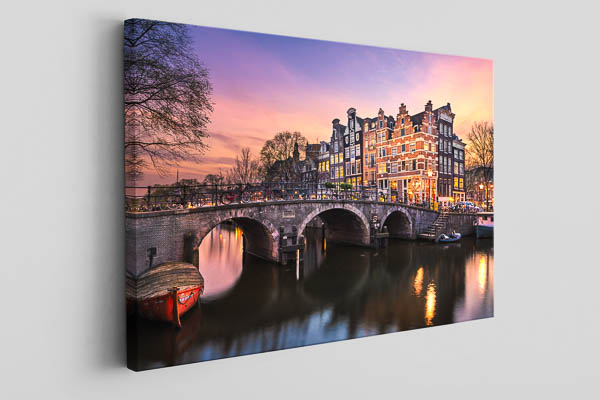 Leinwand | Sonnenuntergang an der Brouwersgracht in Amsterdam