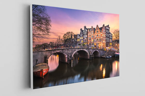 Leinwand | Sonnenuntergang an der Brouwersgracht in Amsterdam