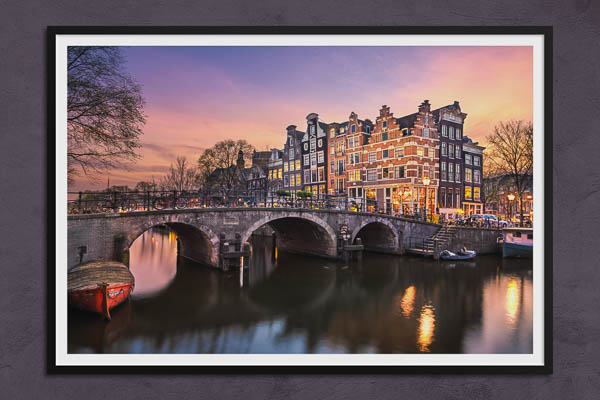 Poster / Kunstdruck | Sonnenuntergang an der Brouwersgracht in Amsterdam