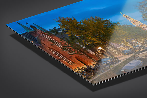 Acrylglas - Gracht in Amsterdam bei Nacht