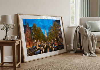 Wall Art | Canal and a church in Amsterdam at night