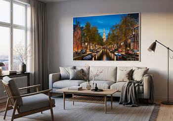 Wall Art | Canal and a church in Amsterdam at night