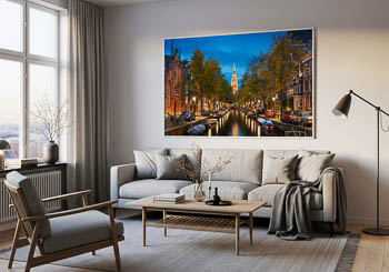 Wandbild | Gracht in Amsterdam bei Nacht
