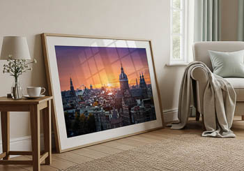 Wandbild | Sonnenuntergang über der historischen Stadt von Amsterdam