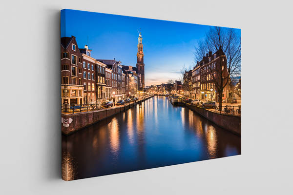 Canvas | Westerkerk church in Amsterdam at night