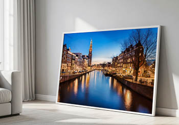 Wandbild | Westerkerk Kirche in Amsterdam bei Nacht