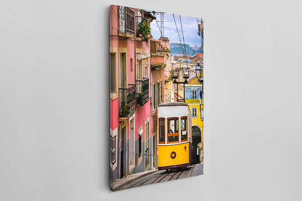 Canvas - Historic yellow tram in Lisbon
