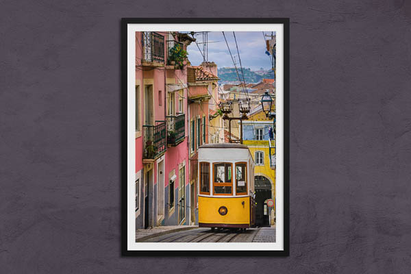 Fine Art Print | Historic yellow tram in Lisbon