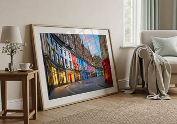 Wandbild | Victoria Street in Edinburgh bei Sonnenuntergang