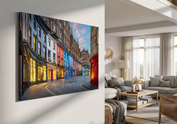 Wandbild | Victoria Street in Edinburgh bei Sonnenuntergang
