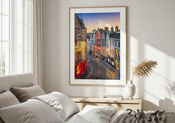 Wandbild | West Bow in Edinburgh bei Sonnenuntergang