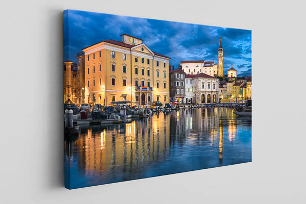 Leinwand | Hafen von Piran bei Nacht