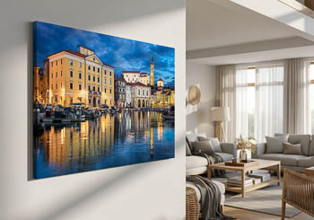 Wandbild | Hafen von Piran bei Nacht