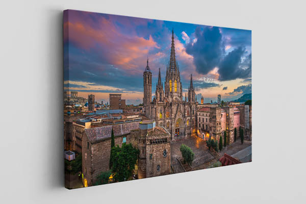 Leinwand | Kathedrale von Barcelona bei Sonnenuntergang