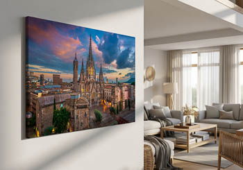 Wandbild | Kathedrale von Barcelona bei Sonnenuntergang