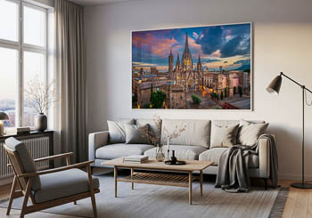 Wandbild | Kathedrale von Barcelona bei Sonnenuntergang