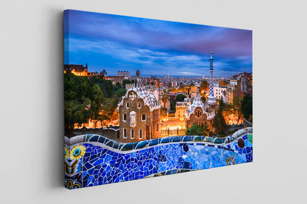 Leinwand | Park Guell in Barcelona bei Nacht