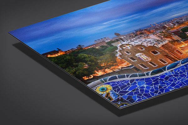 Alu-Dibond | Park Guell in Barcelona bei Nacht
