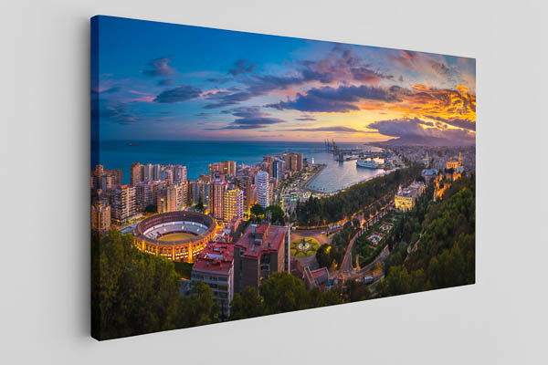 Canvas - Sunset panorama of Malaga