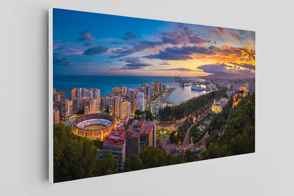 Canvas - Sunset panorama of Malaga