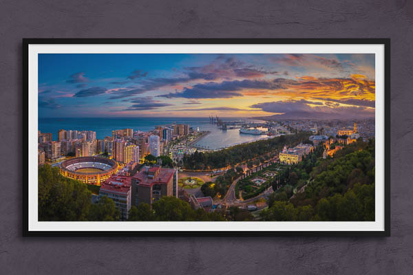 Fine Art Print | Sunset panorama of Malaga