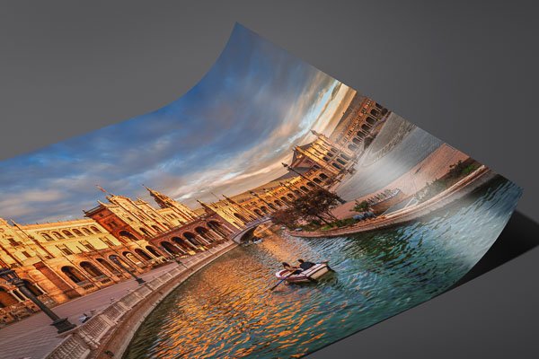 Kunstdruck / Poster | Plaza de Espana in Sevilla bei Sonnenuntergang