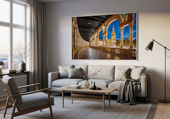 Wandbild | Plaza de Espana in Sevilla bei Nacht